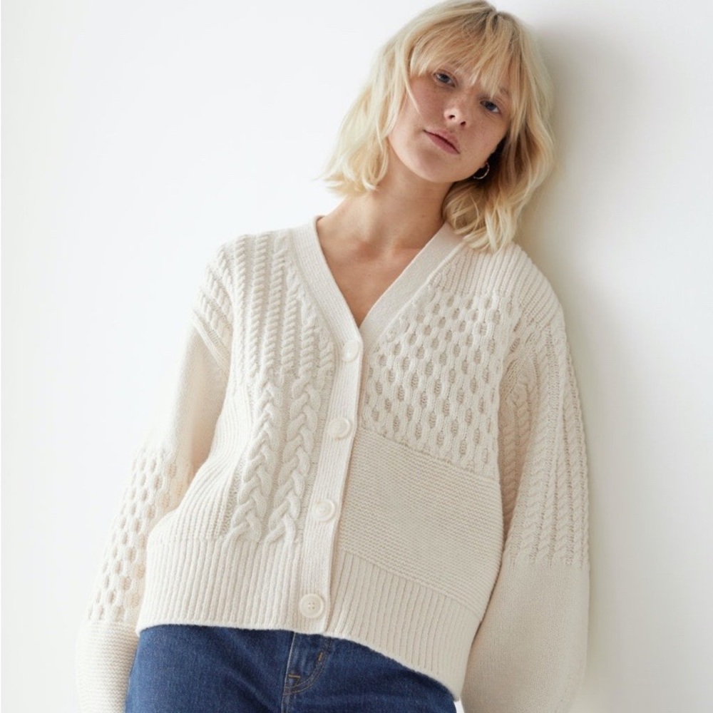 & Other Stories Cable Knit Patch Cardigan NWOT